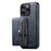 SUTENI M4 For iPhone 14 Pro Magnetic Case with Card Holder Cowhide Texture Leather Back Cover - Blue - 2