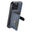 SUTENI M4 For iPhone 14 Pro Magnetic Case with Card Holder Cowhide Texture Leather Back Cover - Blue - 4