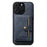 SUTENI M4 For iPhone 14 Pro Magnetic Case with Card Holder Cowhide Texture Leather Back Cover - Blue - 5