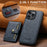 SUTENI M4 For iPhone 14 Pro Magnetic Case with Card Holder Cowhide Texture Leather Back Cover - Blue - 6
