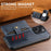 SUTENI M4 For iPhone 14 Pro Magnetic Case with Card Holder Cowhide Texture Leather Back Cover - Blue - 7