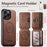 SUTENI M3 For iPhone 15 Pro Max Magnetic Case Cowhide Texture Leather Back Cover with Card Bag Kickstand - Brown - 5