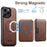 SUTENI M3 For iPhone 15 Pro Magnetic Case Cowhide Texture Leather Back Cover with Card Bag Kickstand - Brown - 4