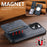 SUTENI M3 For iPhone 14 Pro Max Magnetic Case Cowhide Texture Leather Back Cover with Card Bag Kickstand - Blue - 6