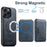 SUTENI M3 For iPhone 14 Pro Magnetic Case Cowhide Texture Leather Back Cover with Card Bag Kickstand - Blue - 4