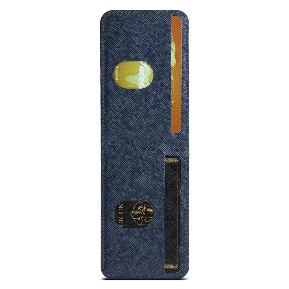 SUTENI H17 For iPhone 13 Pro Max Magnetic Case Cross Texture Leather Phone Back Cover with Detachable Card Bag - Blue - 3