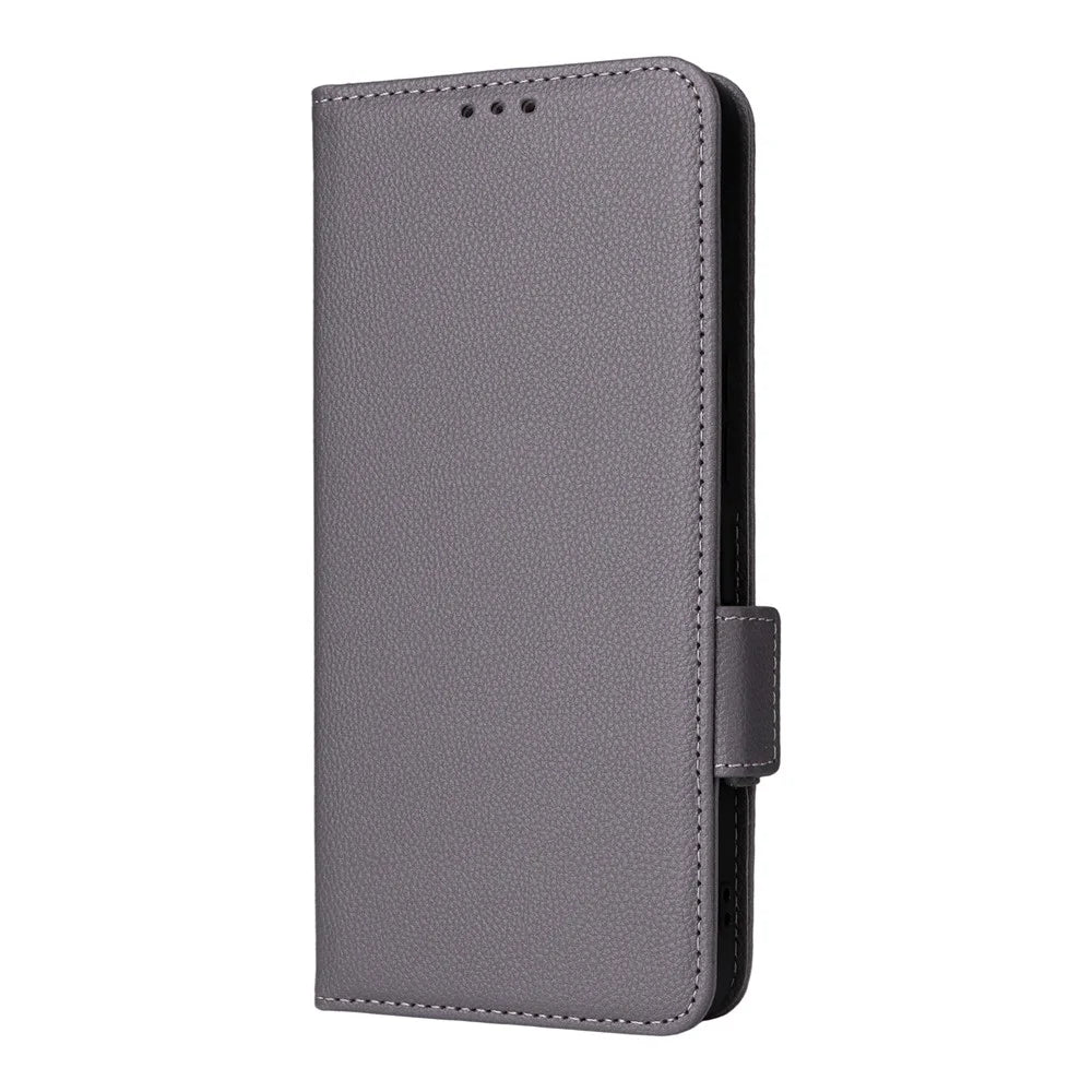 For Realme 14T 5G / 14 5G Case with Wrist Strap Litchi Texture PU Leather Wallet Phone Cover - Grey - 7