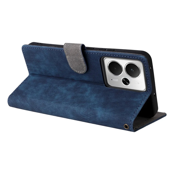 For Realme 14T 5G / 14 5G Case Wallet RFID Blocking PU Leather Cover Stand with Strap - Blue - 4