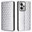 For Realme 14T 5G / 14 5G Case Wallet Rhombus Imprinted Leather Phone Cover - Silver - 1