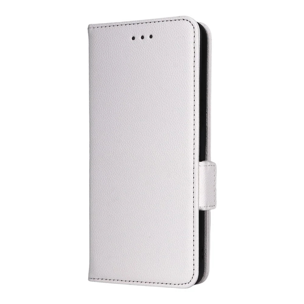 Phone Case For Realme C73 5G / 14x 5G / V70 5G / V70s 5G Litchi Texture PU Leather Wallet Cover with Wrist Strap - White - 7
