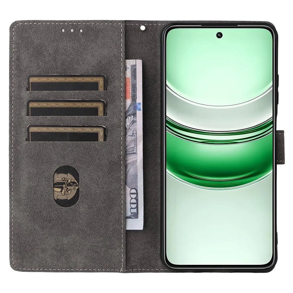 Phone Case For Realme C73 5G / 14x 5G / V70 5G / V70s 5G Wallet RFID Blocking PU Leather Cover Stand with Strap - Black - 2