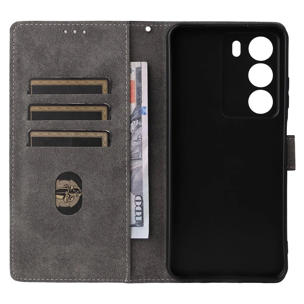 Phone Case For Realme C73 5G / 14x 5G / V70 5G / V70s 5G Wallet RFID Blocking PU Leather Cover Stand with Strap - Black - 5