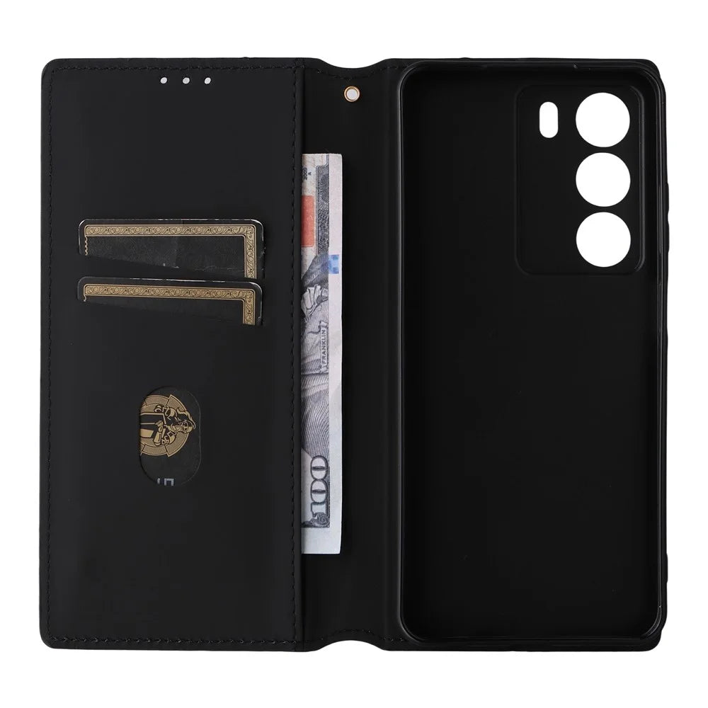 Phone Case For Realme C73 5G / 14x 5G / V70 5G / V70s 5G Wallet Rhombus Imprinted Leather Cover - Silver - 5