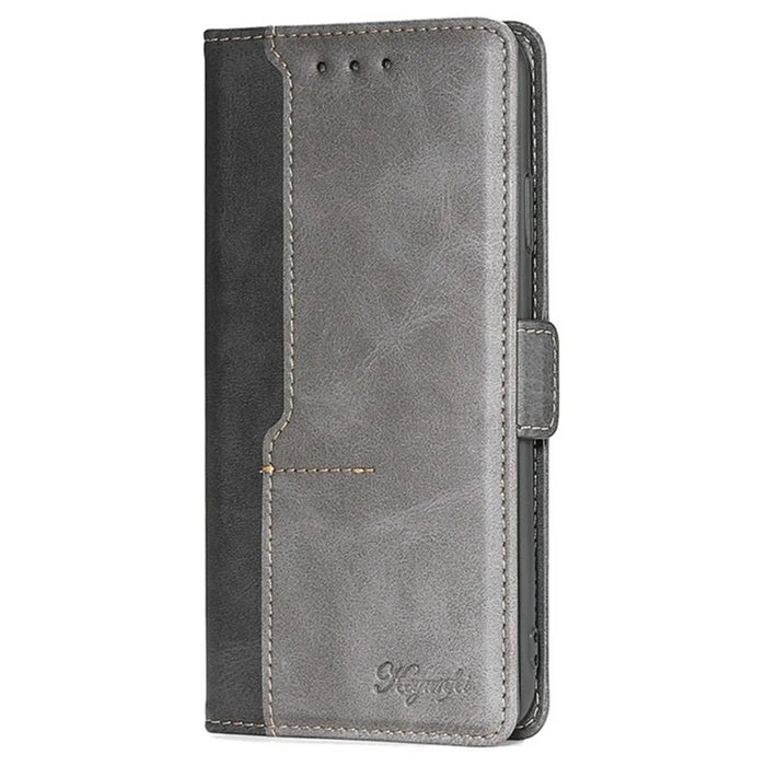 For vivo V50 Lite 5G Case Contrast Color Wallet Leather Phone Cover - Black + Grey - 7