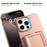For iPhone 16 Pro Max Case Skin-Touch Card Holder TPU + PC Phone Cover with Mirror Kickstand - Rose Gold - 3