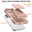 For iPhone 16 Pro Max Case Skin-Touch Card Holder TPU + PC Phone Cover with Mirror Kickstand - Rose Gold - 7