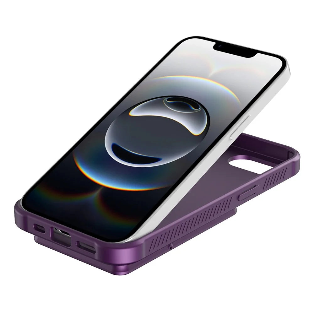 For iPhone 17e / 16e Case Skin-Touch Card Holder TPU + PC Phone Cover with Mirror Kickstand - Dark Purple - 2