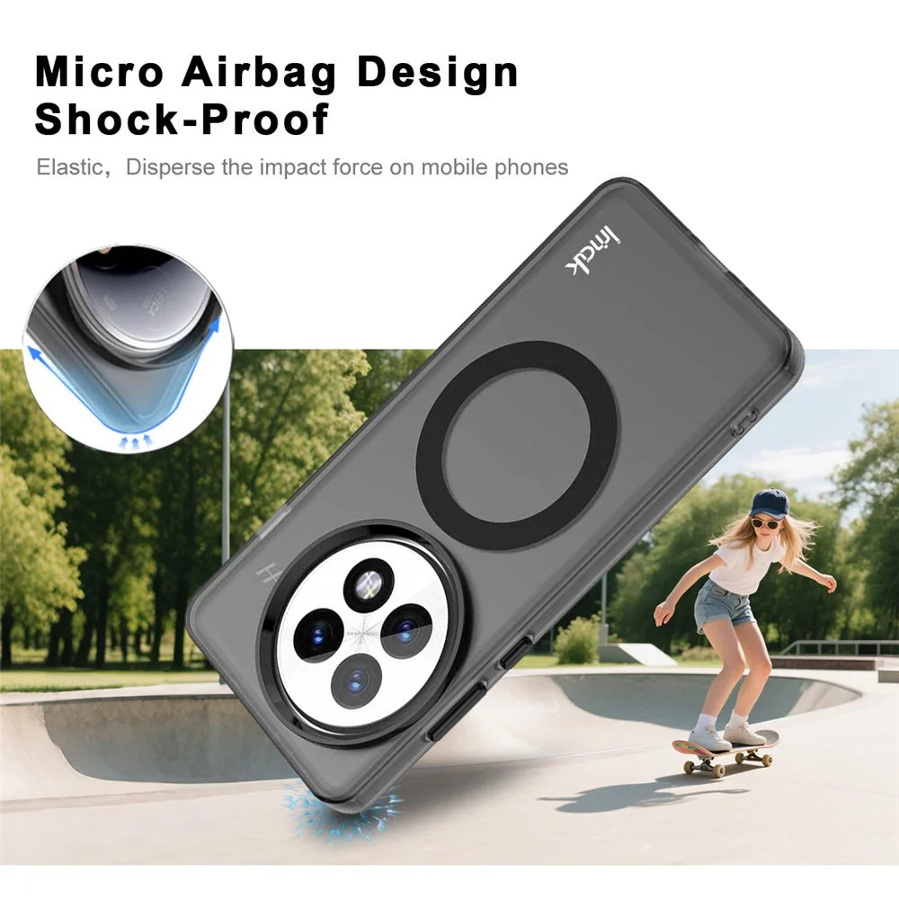 IMAK For OnePlus 13 Magnetic Case Candy Color Anti Drop TPU + PET Back Cover - Black - 4