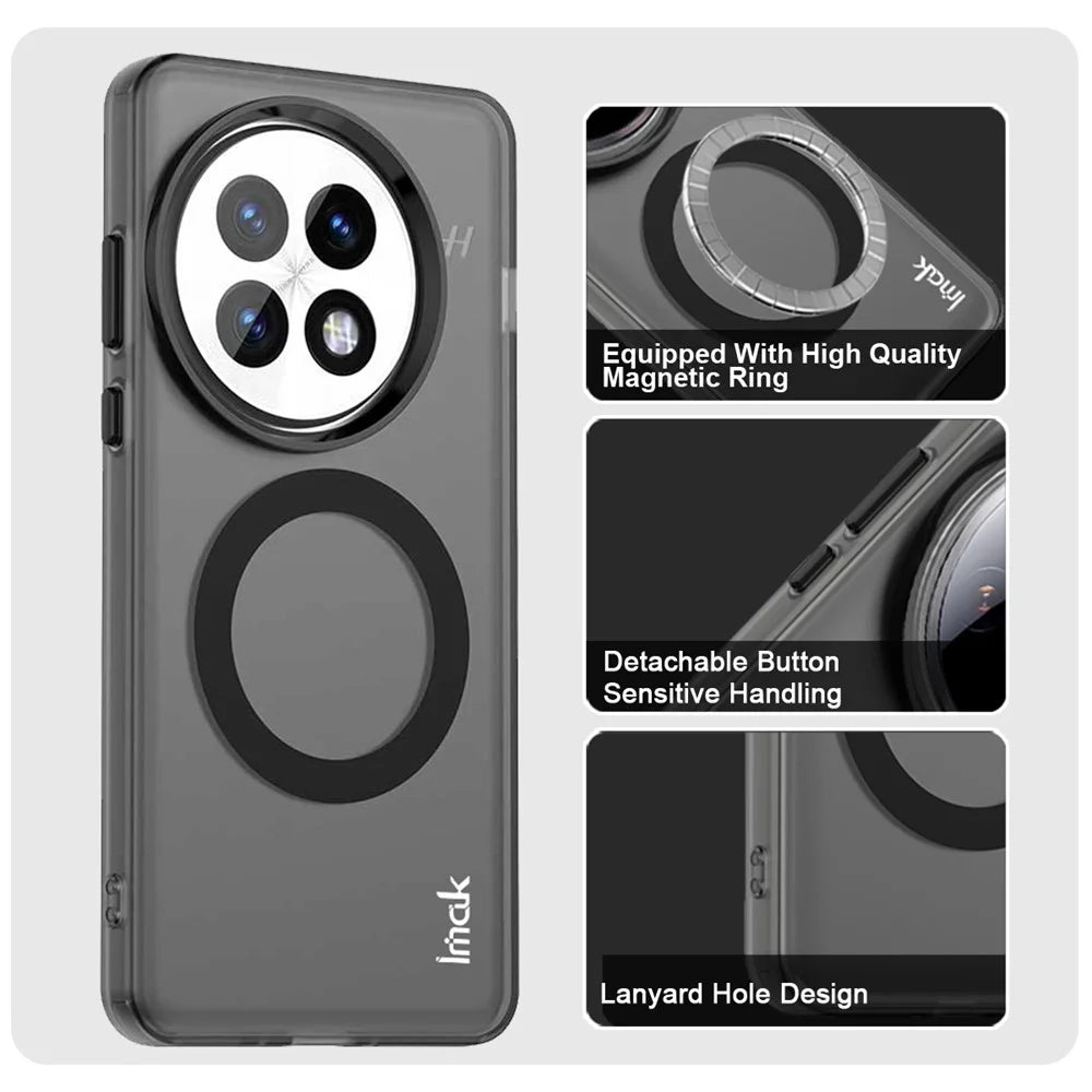 IMAK For OnePlus 13 Magnetic Case Candy Color Anti Drop TPU + PET Back Cover - Black - 5