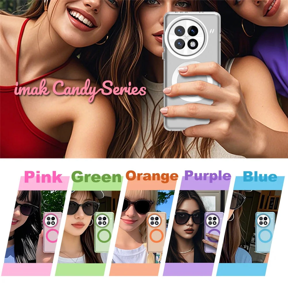 IMAK For OnePlus 13 Magnetic Case Candy Color Anti Drop TPU + PET Back Cover - Black - 7