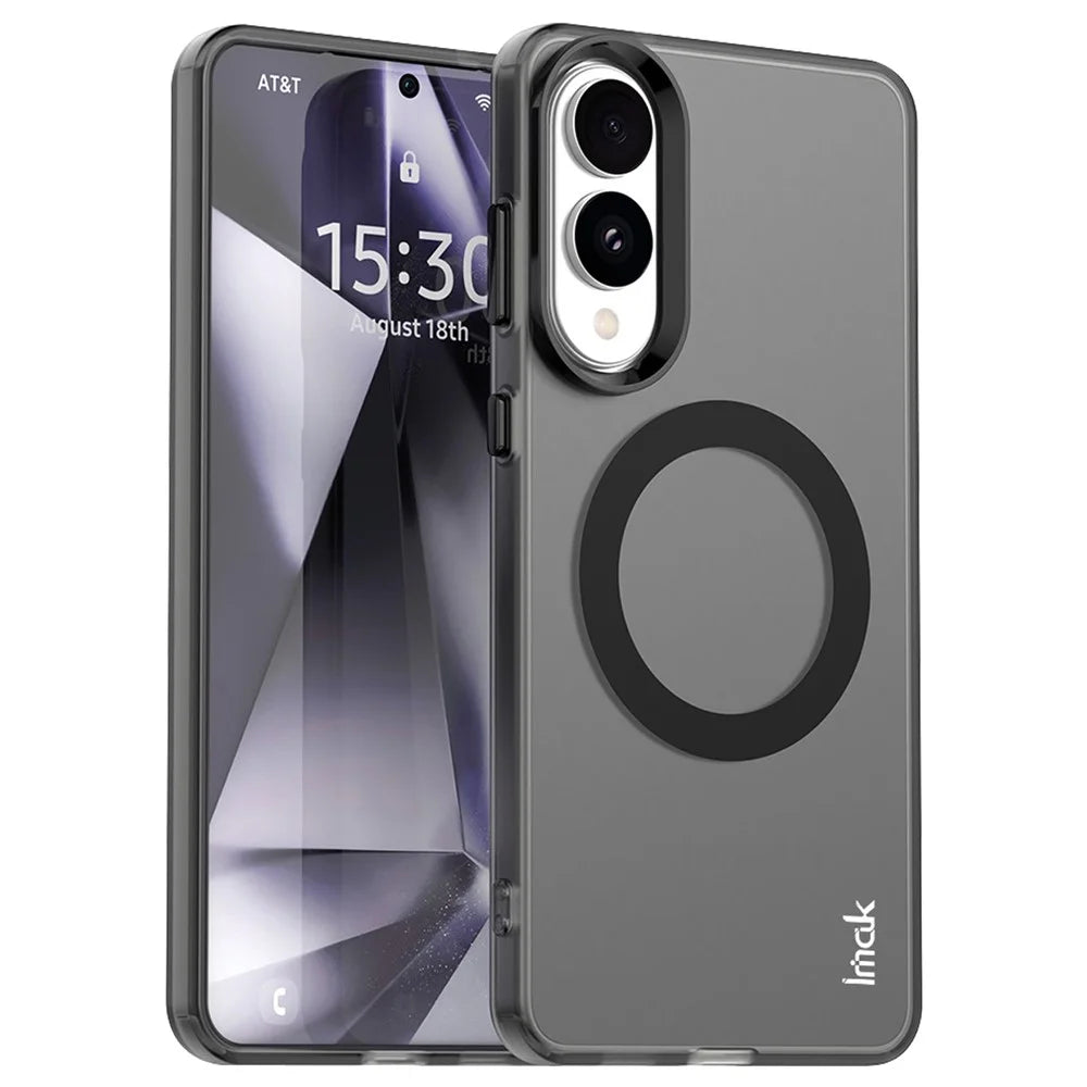 IMAK For Samsung Galaxy S25 Edge Magnetic Case Candy Color Anti Drop TPU + PET Back Cover - Black - 2