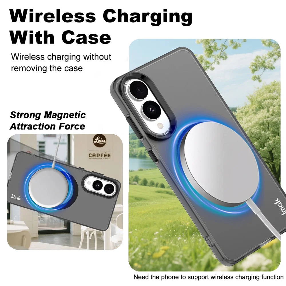IMAK For Samsung Galaxy S25 Edge Magnetic Case Candy Color Anti Drop TPU + PET Back Cover - Black - 3