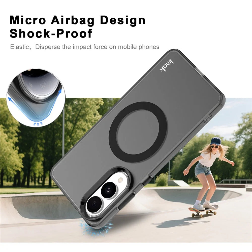IMAK For Samsung Galaxy S25 Edge Magnetic Case Candy Color Anti Drop TPU + PET Back Cover - Black - 4