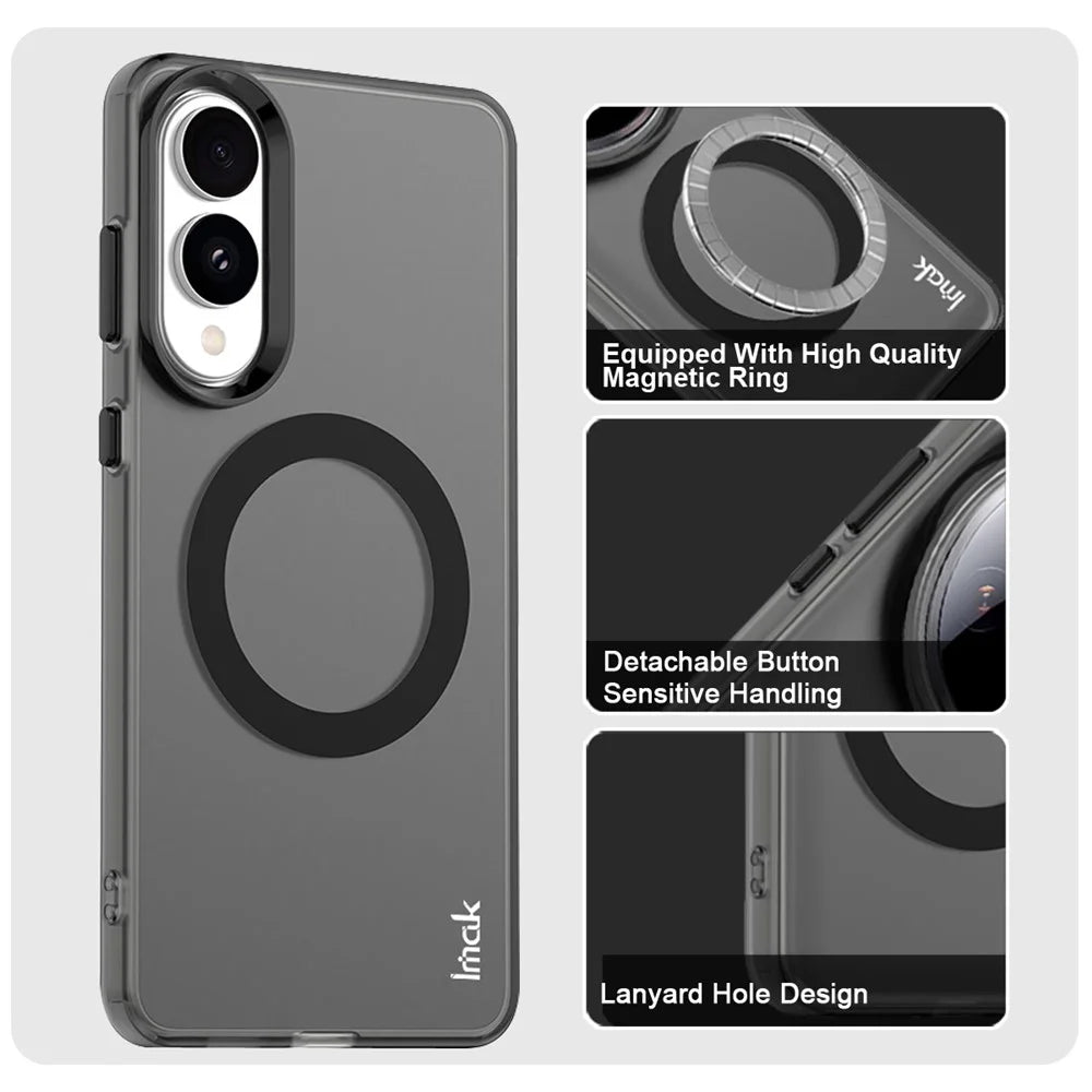 IMAK For Samsung Galaxy S25 Edge Magnetic Case Candy Color Anti Drop TPU + PET Back Cover - Black - 5