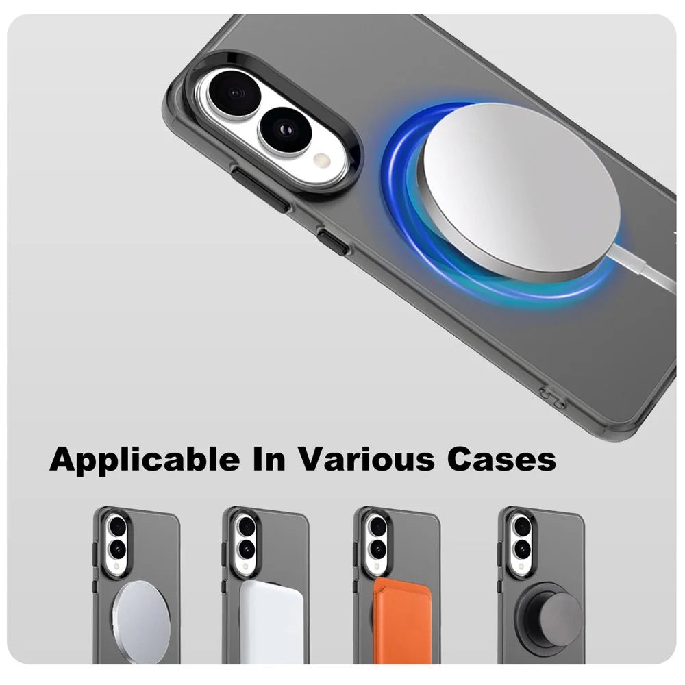 IMAK For Samsung Galaxy S25 Edge Magnetic Case Candy Color Anti Drop TPU + PET Back Cover - Black - 6