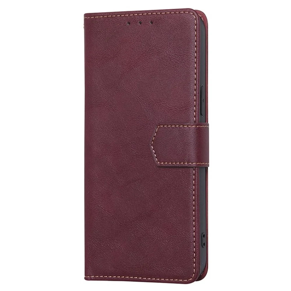 For vivo V50 Lite 5G Case Leather Phone Cover with RFID Blocking Wallet - Wine Red - 6