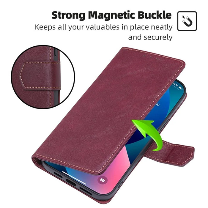 For vivo Y29 4G Case Leather Phone Cover with RFID Blocking Wallet - Wine Red - 4