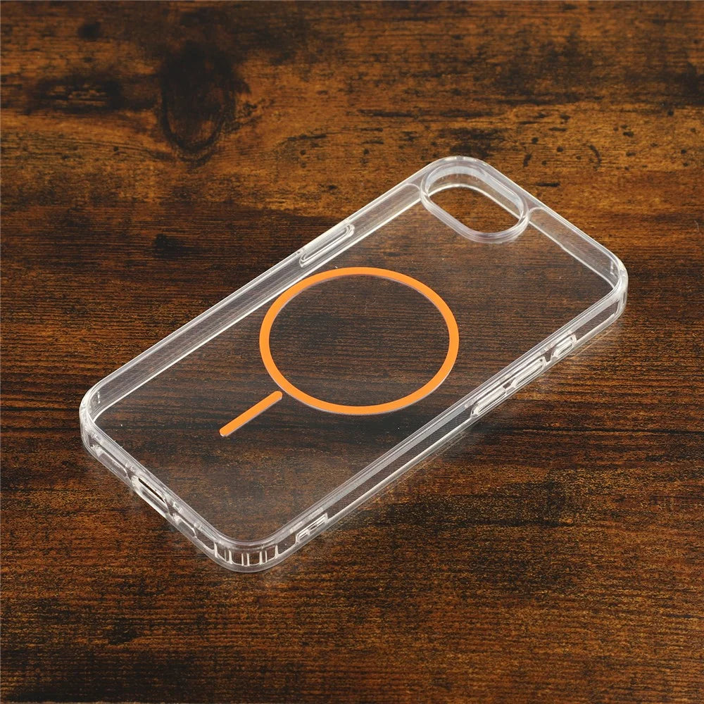 For iPhone 17e / 16e Magnetic Case Acrylic TPU Clear Phone Back Cover - Brown - 7