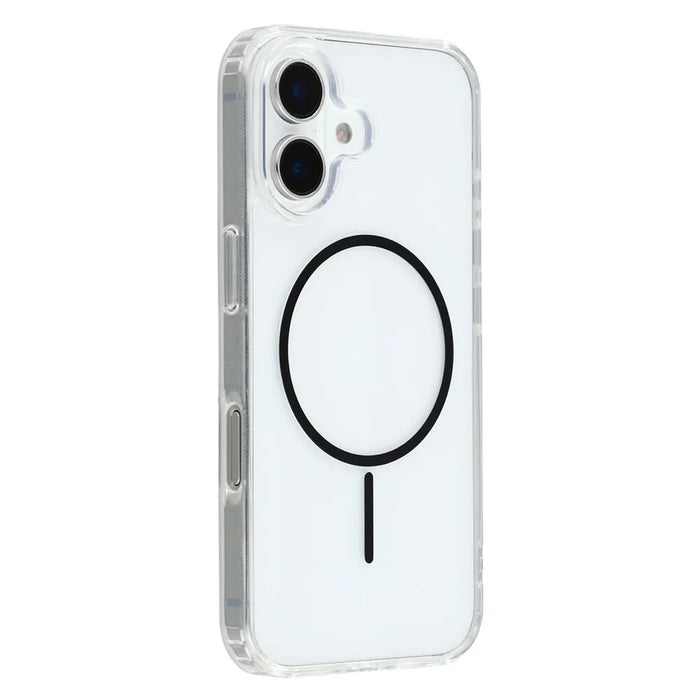 For iPhone 16 Plus Magnetic Case Acrylic TPU Clear Phone Back Cover - Black - 1