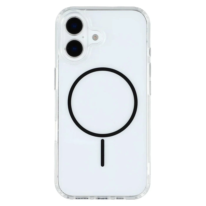 For iPhone 16 Plus Magnetic Case Acrylic TPU Clear Phone Back Cover - Black - 3