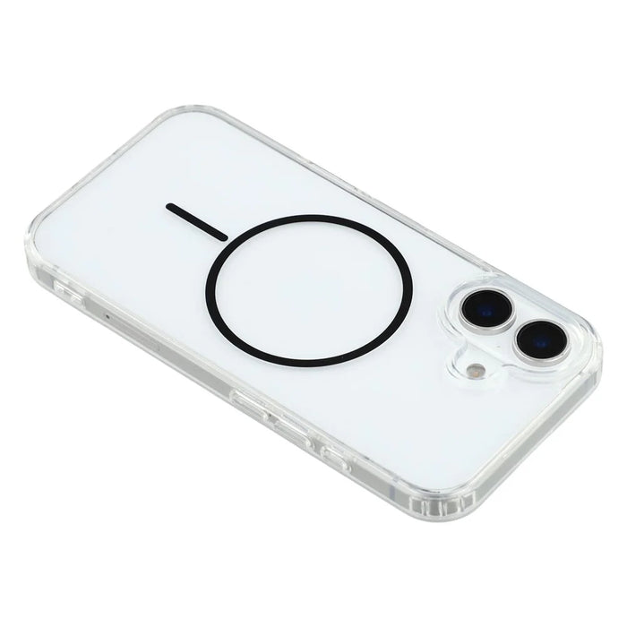 For iPhone 16 Plus Magnetic Case Acrylic TPU Clear Phone Back Cover - Black - 5