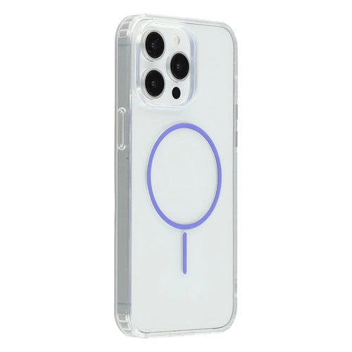 For iPhone 14 Pro Magnetic Case Acrylic TPU Clear Phone Back Cover - Purple - 1
