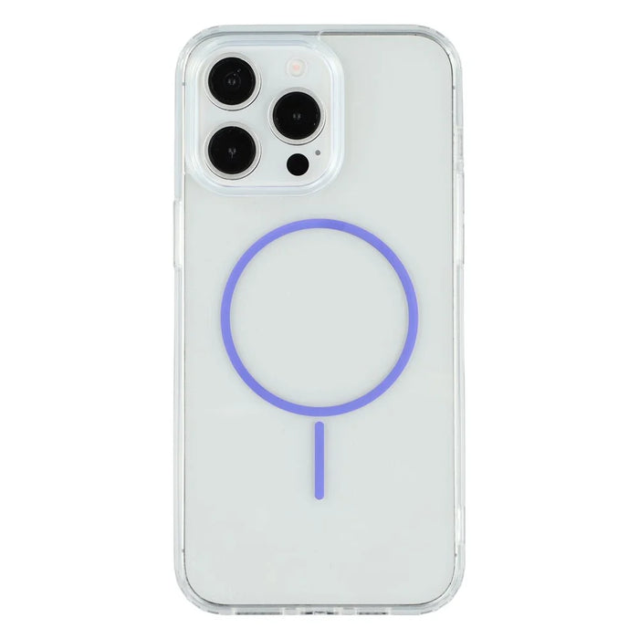For iPhone 14 Pro Max Magnetic Case Acrylic TPU Clear Phone Back Cover - Purple - 3
