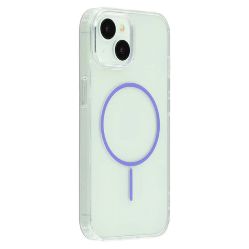 For iPhone 13 Magnetic Case Acrylic TPU Clear Phone Back Cover - Purple - 1