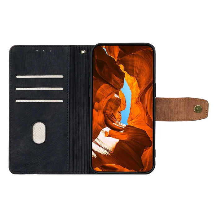 For vivo V50 5G Case RFID Blocking Color Splicing PU Leather Wallet Phone Cover - Black - 2