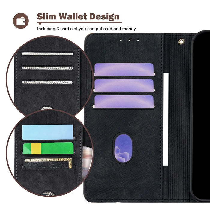 For vivo V50 Lite 5G Case RFID Blocking Color Splicing PU Leather Wallet Phone Cover - Black - 6