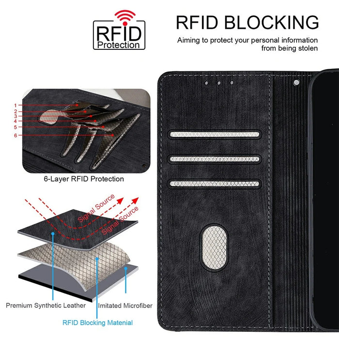 For vivo Y29 4G Case RFID Blocking Color Splicing PU Leather Wallet Phone Cover - Black - 7