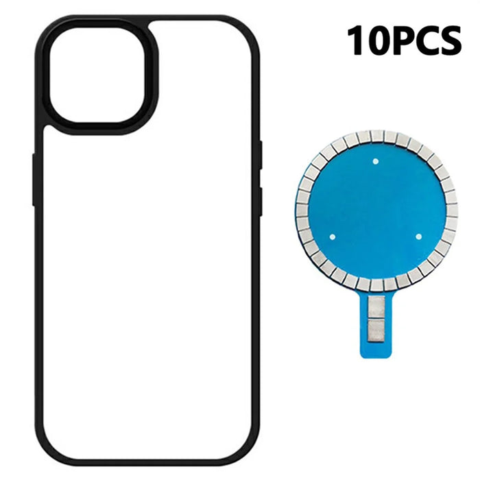 10Pcs For iPhone 16 Pro Case DIY Blank Heat Transfer TPU + PC Phone Back Cover with Magnetic Ring - 1