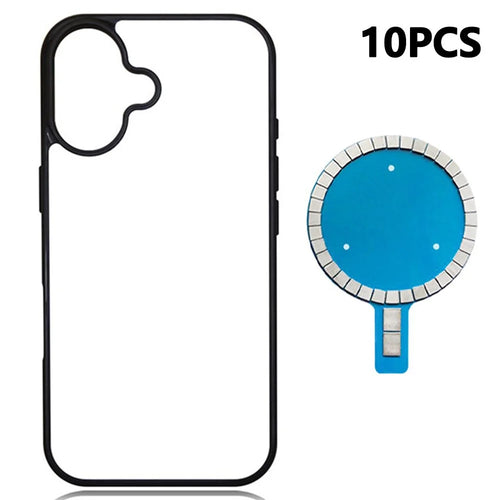 10Pcs For iPhone 16 Plus Case DIY Blank Heat Transfer TPU + PC Phone Back Cover with Magnetic Ring - 1