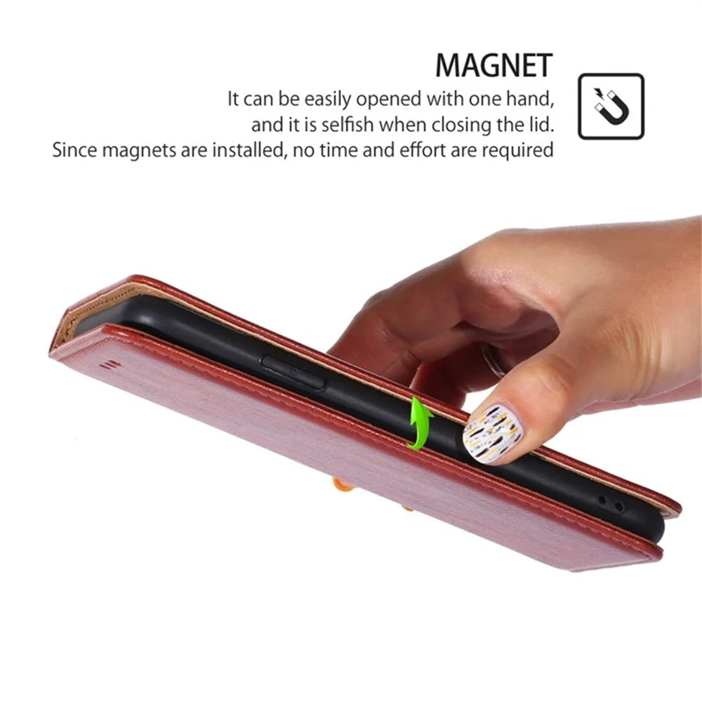 For vivo V50 5G Case Wallet PU Leather Magnetic Auto-Absorbed Phone Cover - Brown - 4
