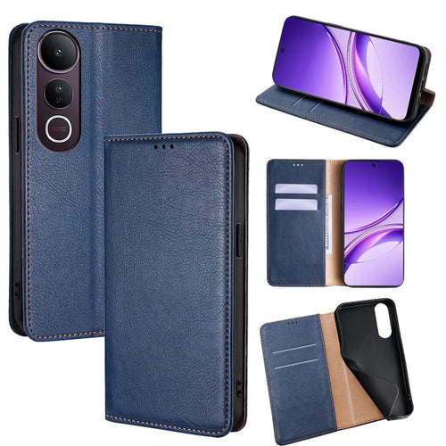 For vivo V50 Lite 5G Case Wallet PU Leather Magnetic Auto-Absorbed Phone Cover - Blue - 1