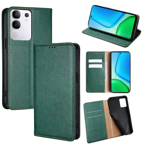 For vivo Y29 4G Case Wallet PU Leather Magnetic Auto-Absorbed Phone Cover - Green - 1