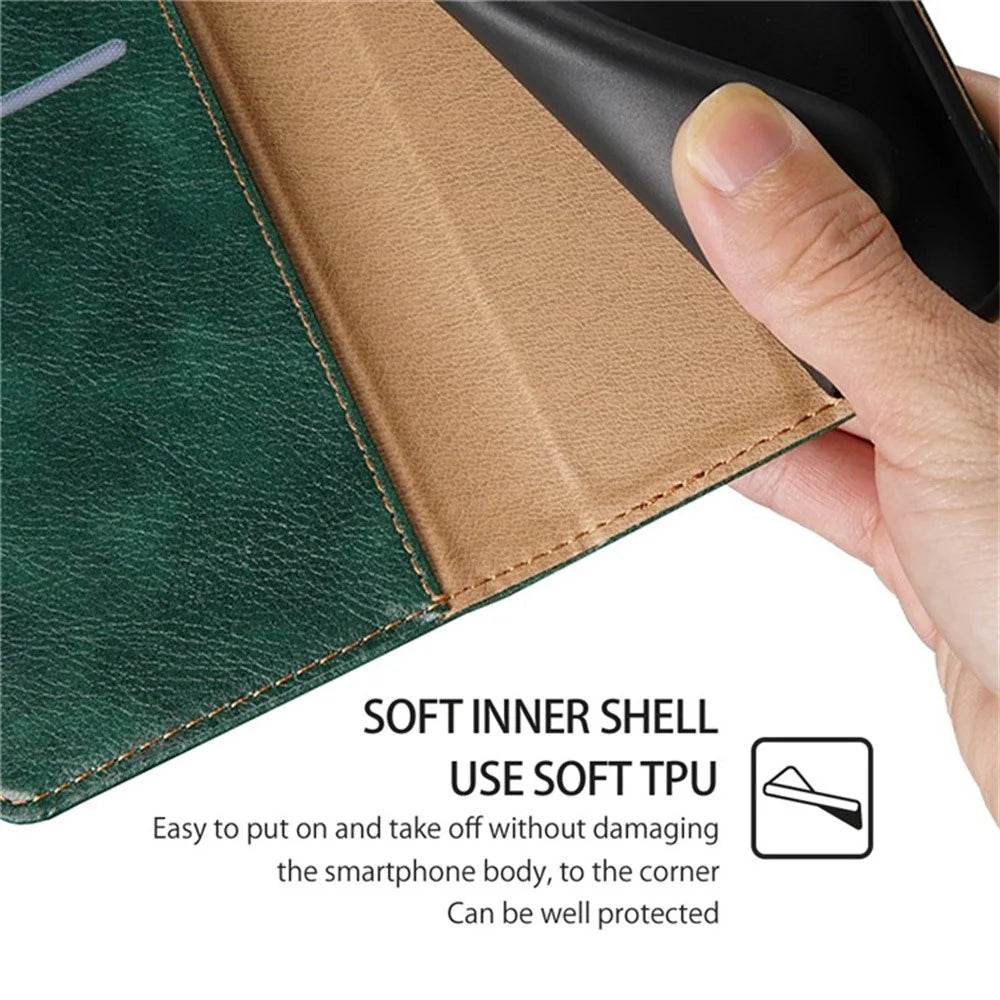 For vivo Y29 4G Case Wallet PU Leather Magnetic Auto-Absorbed Phone Cover - Green - 5