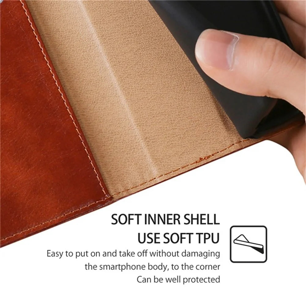 For vivo Y04 4G / Y29s 5G Case Wallet PU Leather Magnetic Auto-Absorbed Phone Cover - Brown - 5