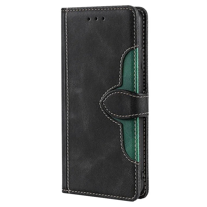 For vivo V50 Lite 5G Case Leather Wallet Phone Cover with Straw Hat Magnetic Clasp - Black - 7