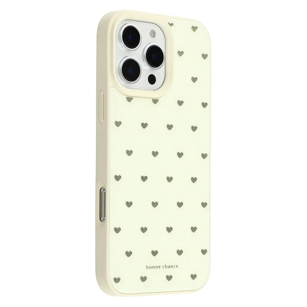 For iPhone 16 Pro Case Lacquered Pattern TPU + Acrylic + Glass Phone Cover - Love Hearts - 1